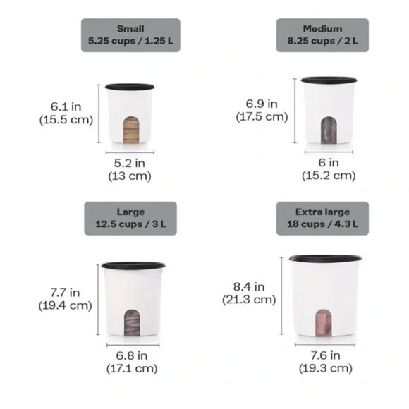 NIB Tupperware One Touch Reminder Canister Set White and Black - Picture 3 of 5